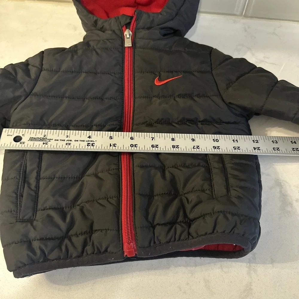 Nike Puffer Jacket Coat Sports Essential Black Red Infant‎ 12M